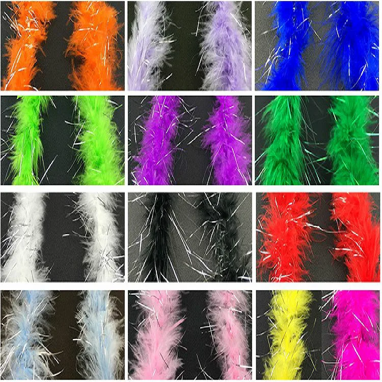 2 ярда куриных перьев боа шарфы пушистые разноцветные турецкие Plume полоски для