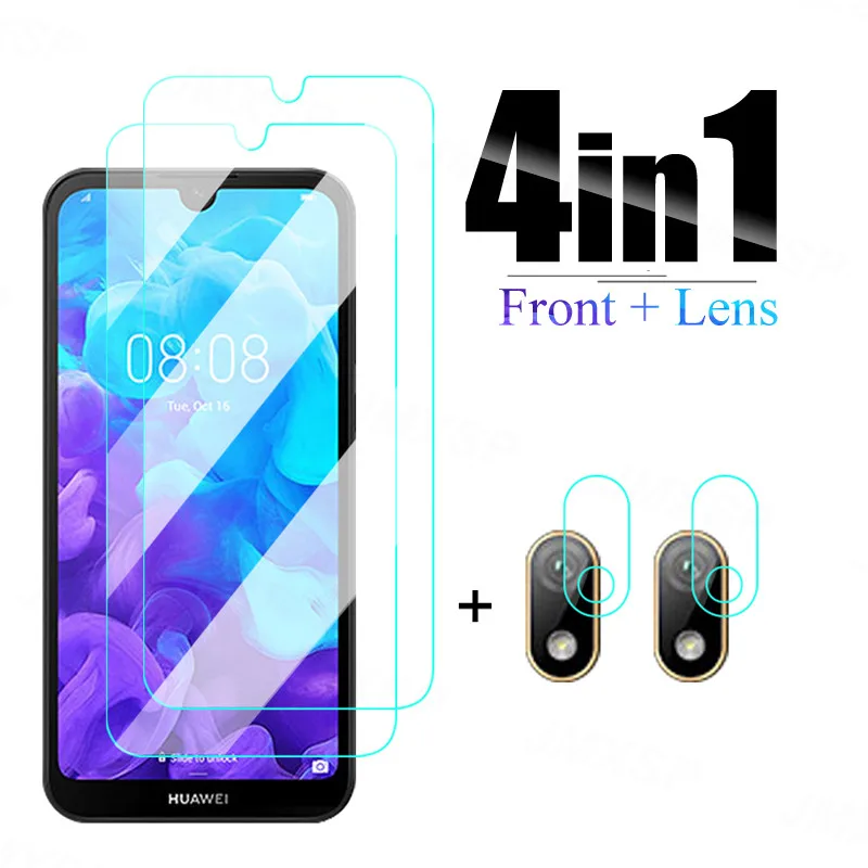 

Защитное стекло 4 в 1 для Huawei Y7, Y6, Y5, Y9 Prime 2018, 2019, Y5 Lite, закаленное стекло для Huawei Y7, Y6, Y5 Pro 2019, стеклянная пленка для объектива