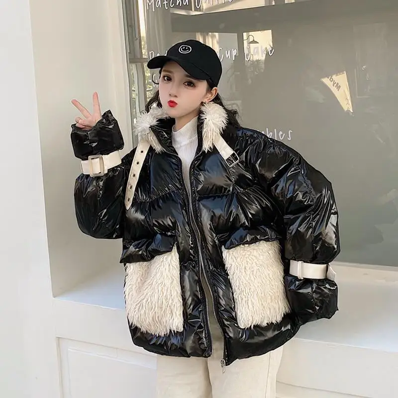 

New style loose stand collar cotton padded jacket in autumn and winter