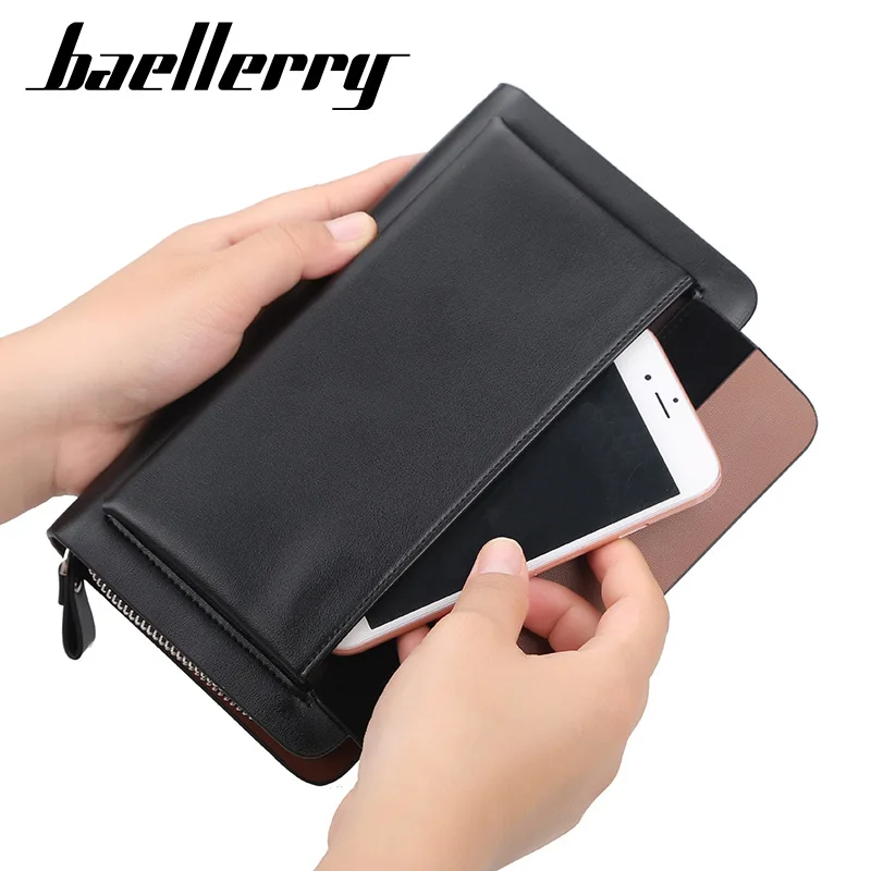 Мужской клатч на заказ с гравировкой имени вместительный бумажник двойной