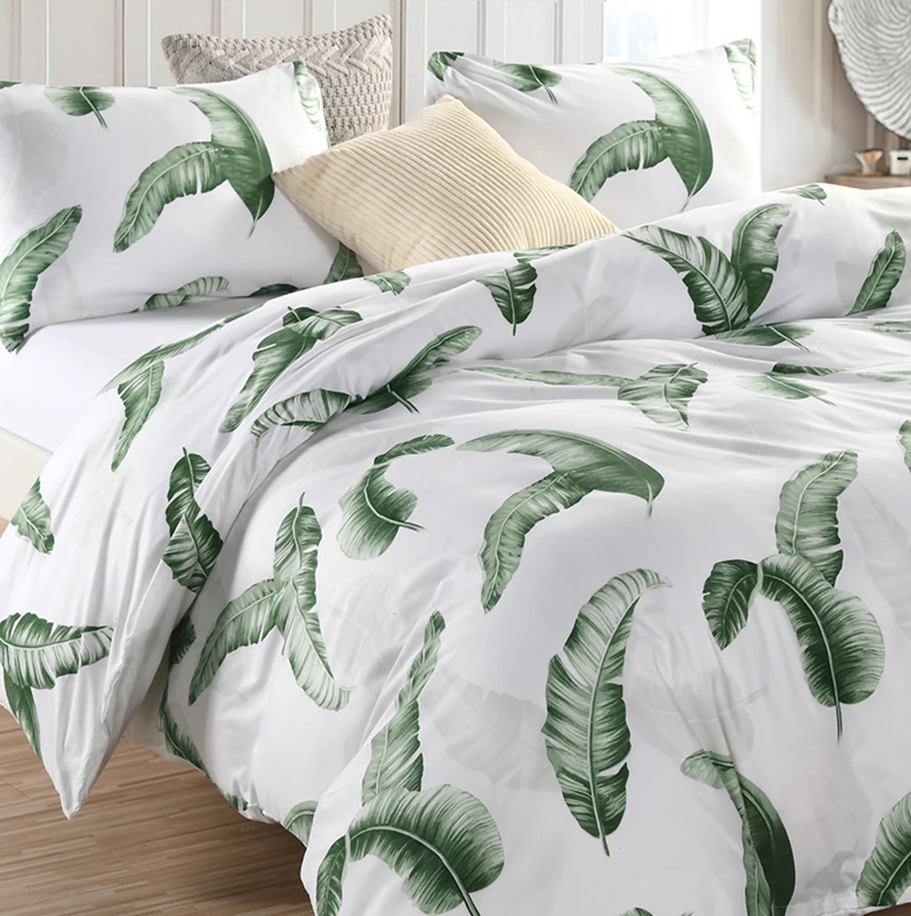 Милый Постельное белье перо с принтом листьев стеганое одеяло размеры: комплект