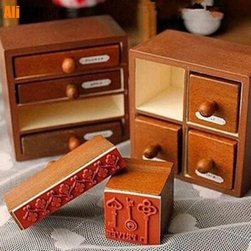 Новый 2021 Винтаж 4 шт./компл. деревянный ящик Zakka набор для стемпинга украшение