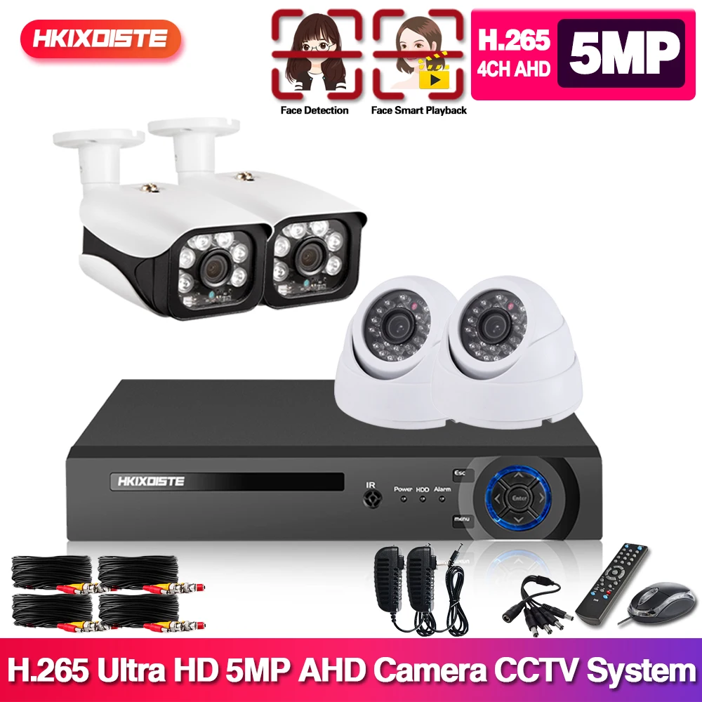 

4CH DVR CCTV System 4PCS Cameras 1080P 5MP Video Surveillance Set 4CH 5 in 1 DVR Infrared AHD CCTV Camera Security System Kit