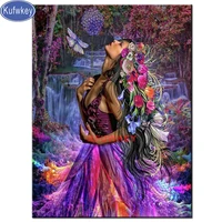 5d fantasy beauty diy diamond embroidery purple flower woman diamond painting full square diamond mosaic picture gift home decor