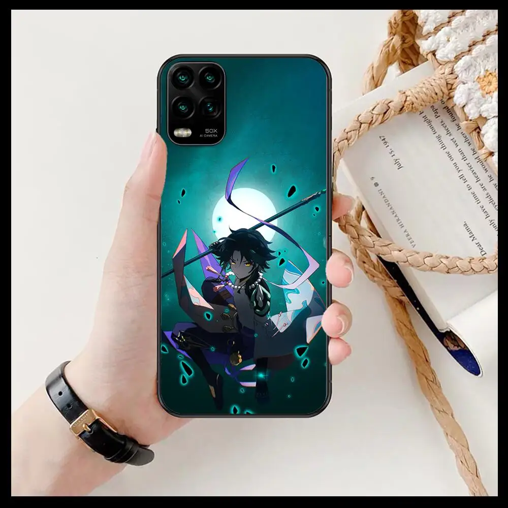 Чехол для XiaoMi Redmi Note 11 10 9S 8 7 6 5 A Pro T Y1 с аниме Genshin Impact Xiao Черный силиконовый чехол |