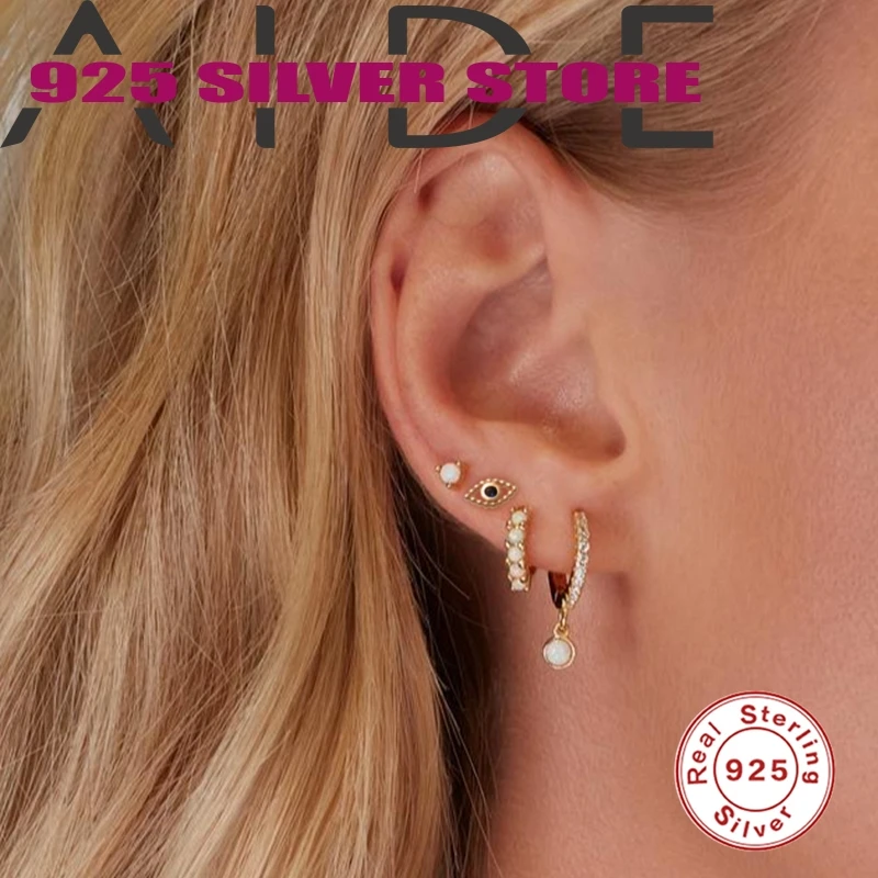 

Aide 925 стерлингового серебра серьги глаз свадебные серьги гвоздики с кисточками в богемном стиле глаза Мода пирсинг серьги-гвоздики для женщ...