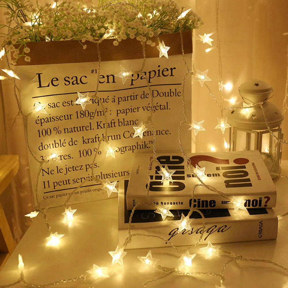 USB 20 LED Star Light String Twinkle Garlands Battery Powered Christmas Lamp Holiday Party Wedding Decorative Fairy Lights | Дом и сад
