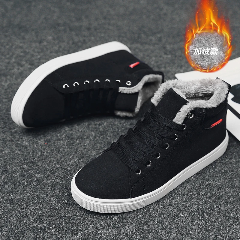 Зимние мужские ботинки теплые с бархатом Мужская водонепроницаемая обувь chaussure