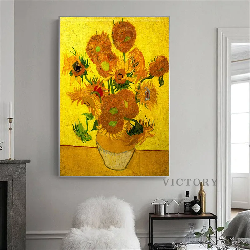 

World Painting Van Gogh Sunflower Poster Abstract Canvas Art Print Flower Wall Art Picture for Living Room Kitchen Bedroom Decor