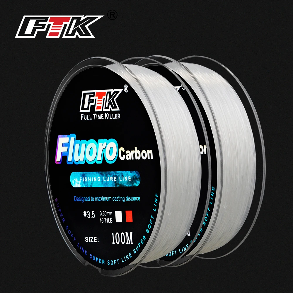 

FTK 100m Fluorocarbon Fishing Lure Line 4.13-34.32LB Carbon Fiber Leader Fly Fishing Line Super Soft Line Pesca