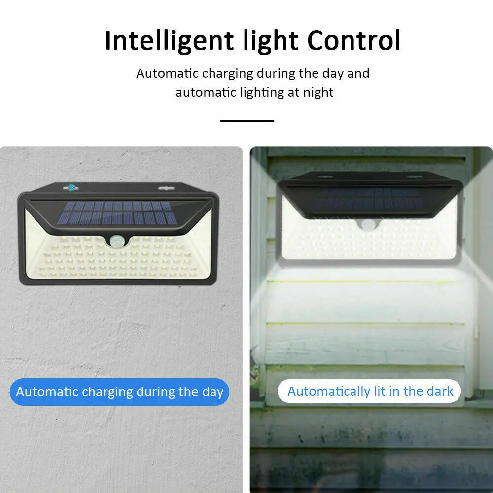 Супер яркий 102 светодиодный светильник на солнечной батарее водонепроницаемый