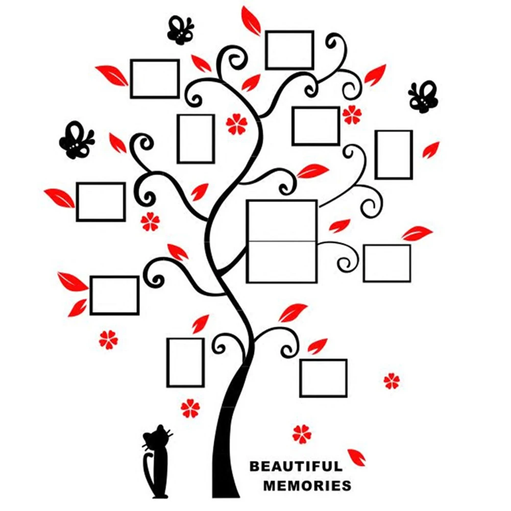 3D Acrylic Crystal Wall Sticker Adhesive DIY Stereo Photo Frame Tree Pattern Wear Resistant Home 100/130CM E2S | Дом и сад