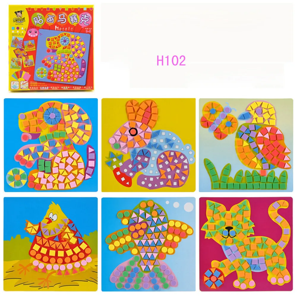 

Handmade 3D Children Puzzle DIY Mosaic Foam Stickers Art EVA Cartoon Crystal Sticker Creative Educational Toys For Kids 2021 f5