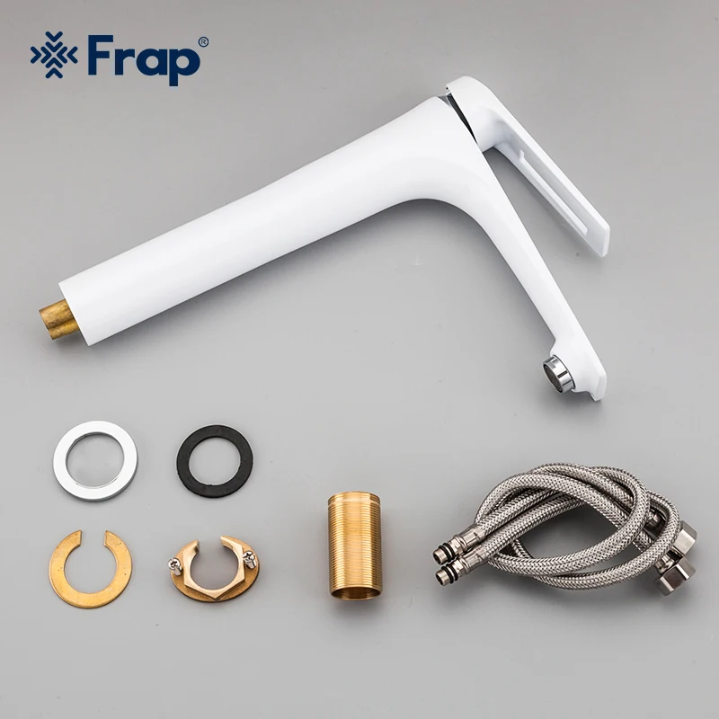 

FRAP High Bathroom Basin Faucet White Taps Wash Hand Face Hot &Cold Water Mixer Washbasin Faucets F1052-54