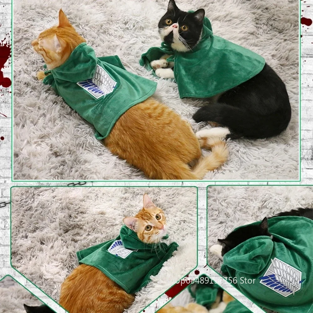 

Attack On Titan Cape Pet Cat Survey Corps Cloak Cosplay Costume Halloween Christmas Carnival Party Dog Photography Props Gifts