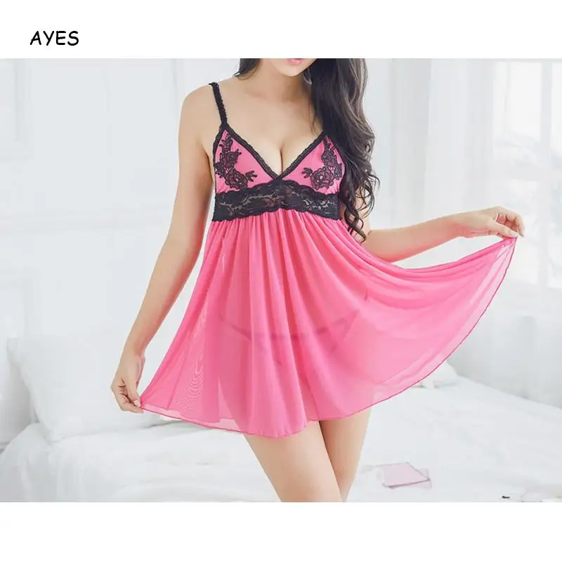 

Women Mesh Sexy Nightdress Lace Lingerie Nightgowns 2020 New Mini Sleep Dress Women Sleeveless Bodydoll Sleepwear Vestido Mujer