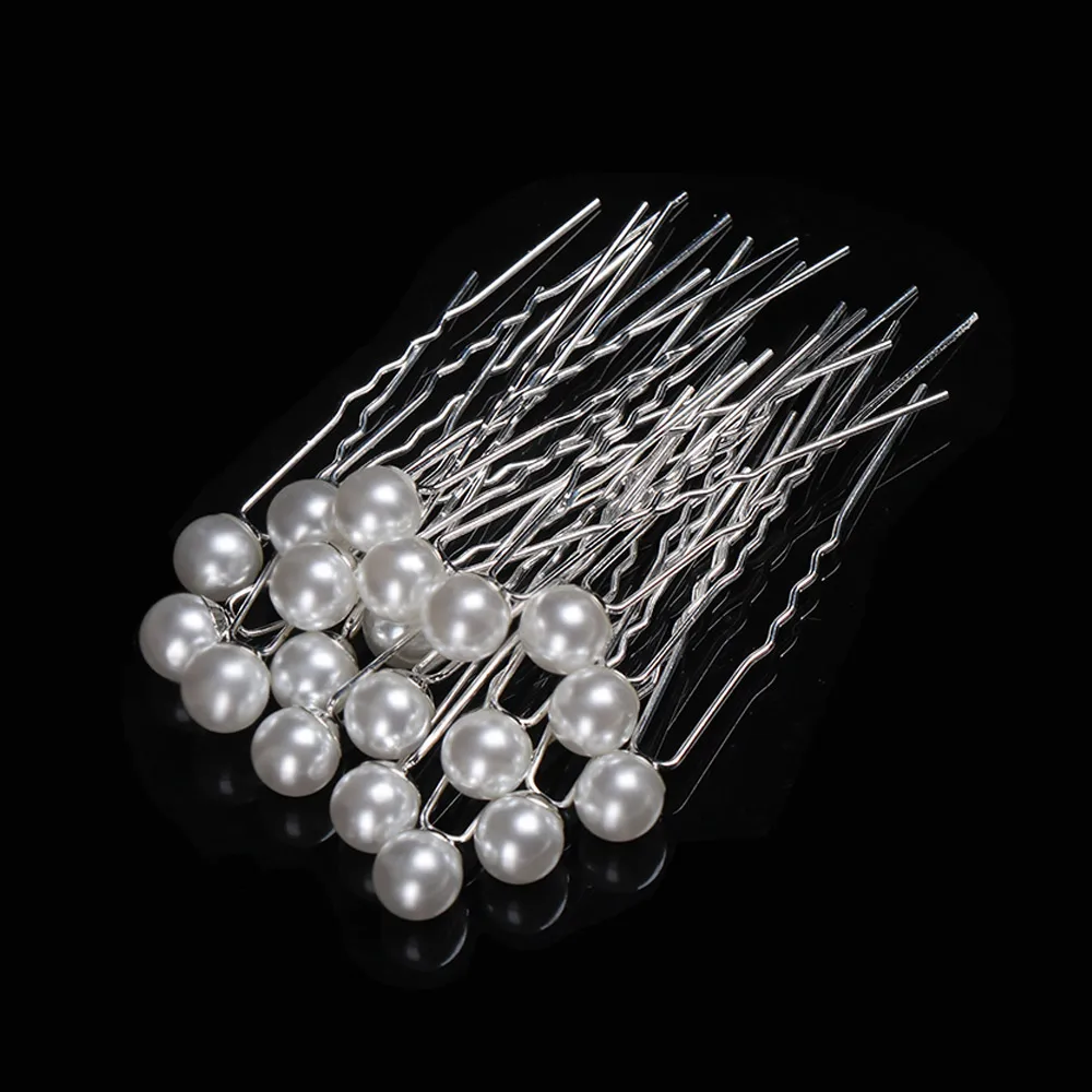 Женская u образная заколка для волос 20 шт./упак. жемчужная свадебная тиара