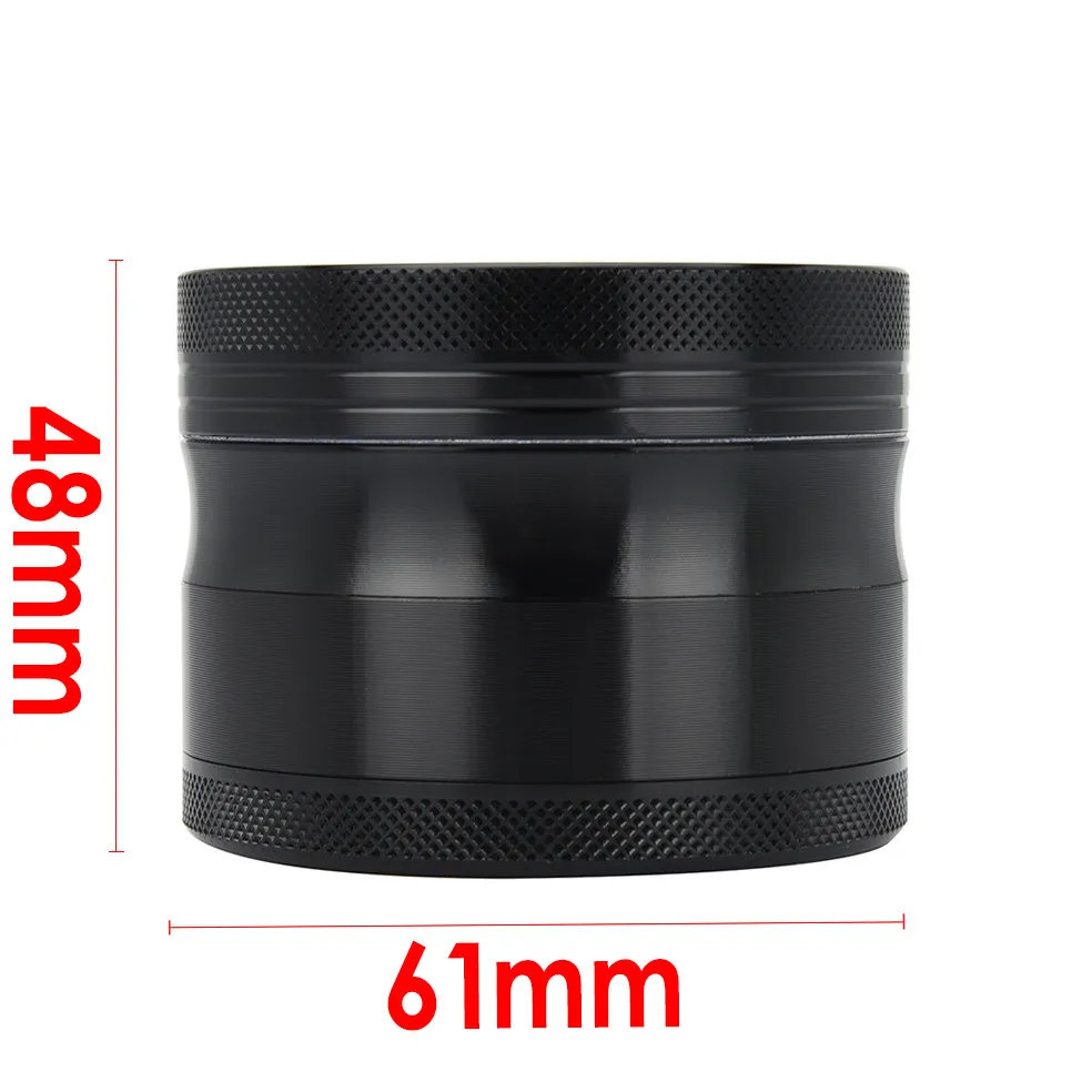 

4-layer 61mm Aluminum Herbal Herb Tobacco Grinder Smoke Grinders Smoking Pipe Accessories Black Smoke Cutter Dropshipping #36