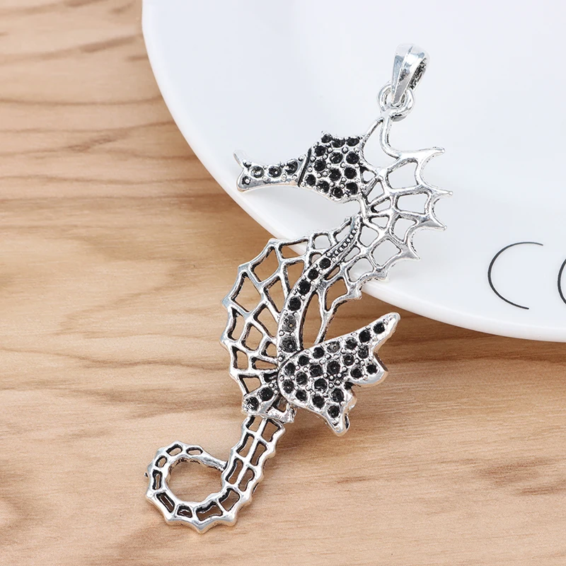 

2 Pieces Tibetan Silver Large Seahorse Hippocampus Sea Life Charms Pendants for Necklace Jewellery Making 94x39mm