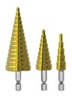 Сверла ступенчатые из быстрорежущей стали, 4-12 мм, 4-20 мм, 4-32 мм, 3 шт.лот