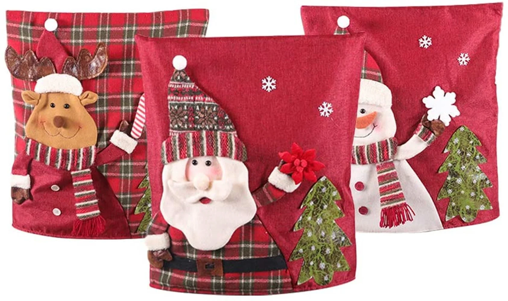 

22x17.7Inch Christmas Chair Back Covers Xmas Chair Covers Washable Santa Chair Covers Santa Snowman Elk Slipcovers for Room Home