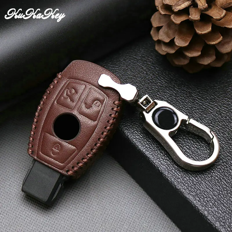 Натуральная кожа Автомобильный защитный чехол для ключа Крышка Mercedes Benz W124 W203 GLA