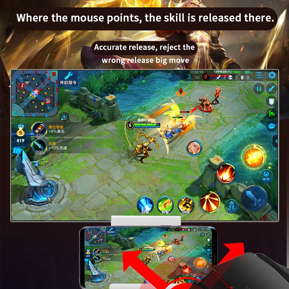 MiraScreen Mobile Game Keyboard Mouse Converter, Cast the Mobile Phone Screen to a Big Screen and Turn Into a Gaming Console