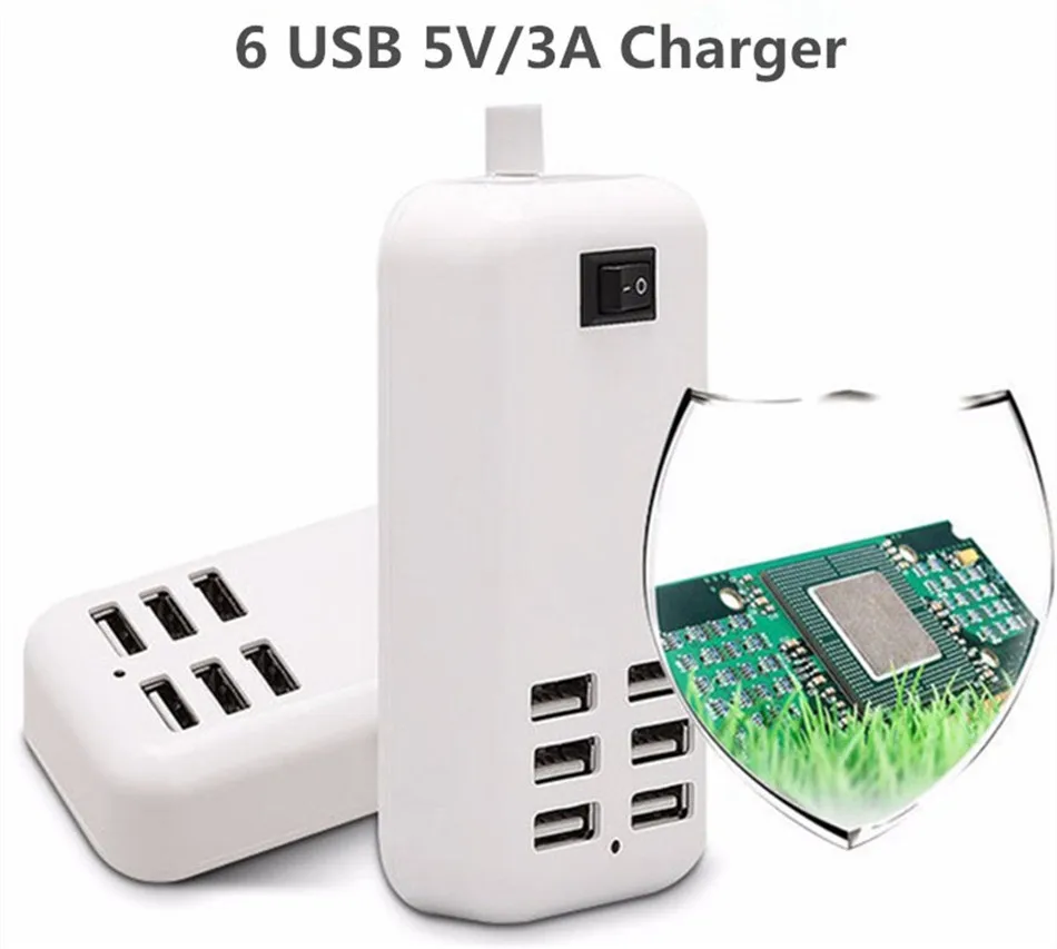 XEDAIN, 6 портов, USB зарядное устройство для телефона, 5 В/3 А, EU/US, адаптер, универсальный для мобильного телефона, для iPhone, iPad, samsung, несколько настенных зарядных устройств