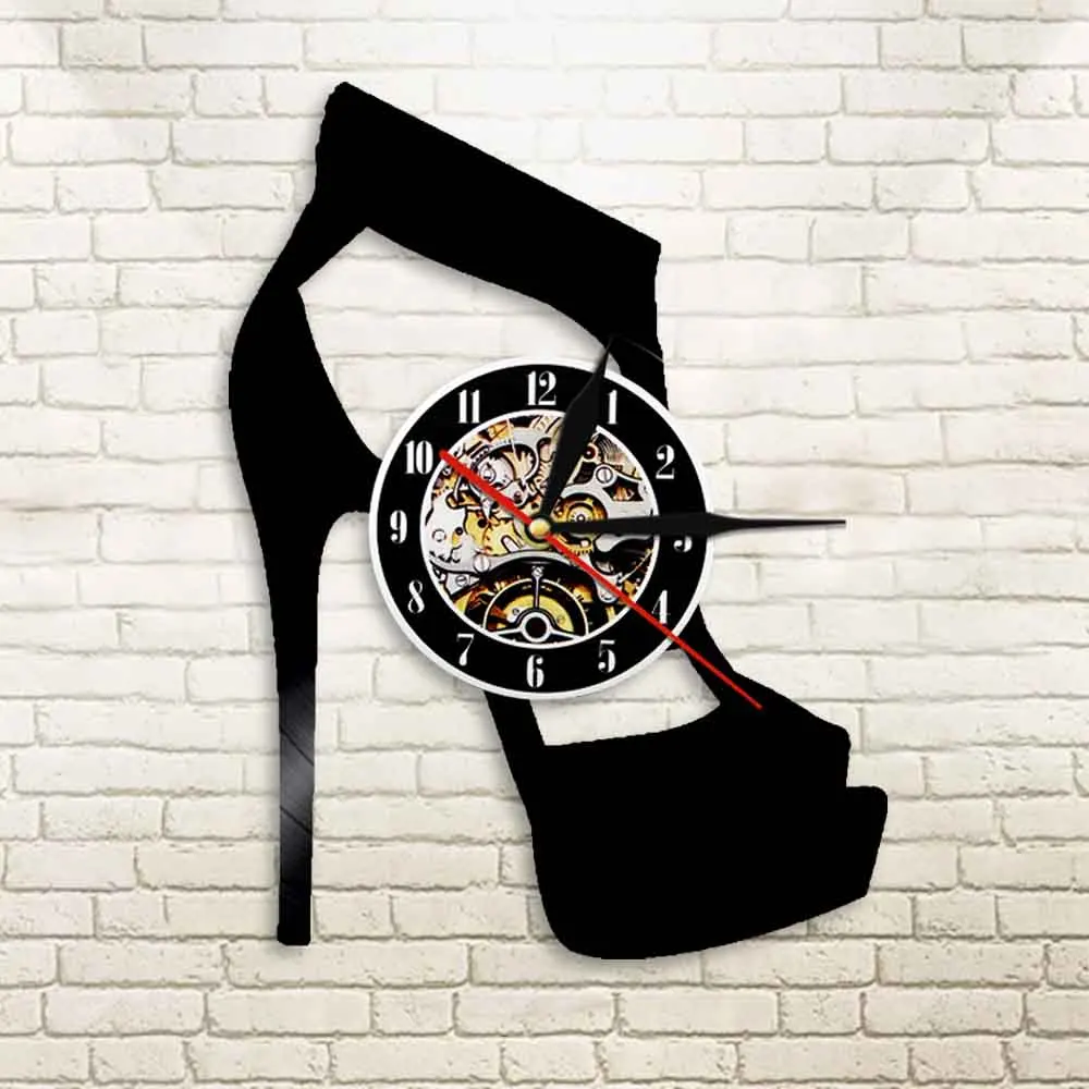 Классические черные дизайнерские настенные часы на высоком каблуке модные для