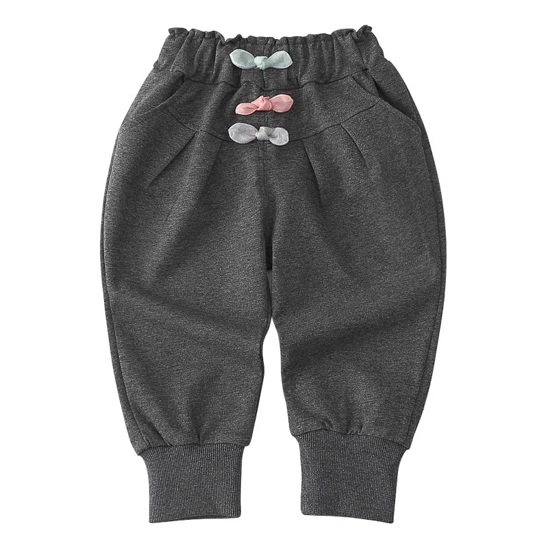 Детская одежда штаны для девочек осенние детские повседневные брюки с бантом