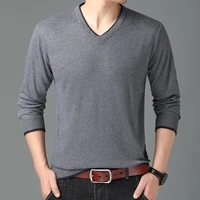 spring autumn casual knit sweater men v neck slim thin pullover men long sleeved knitwear man middle aged dad high quality