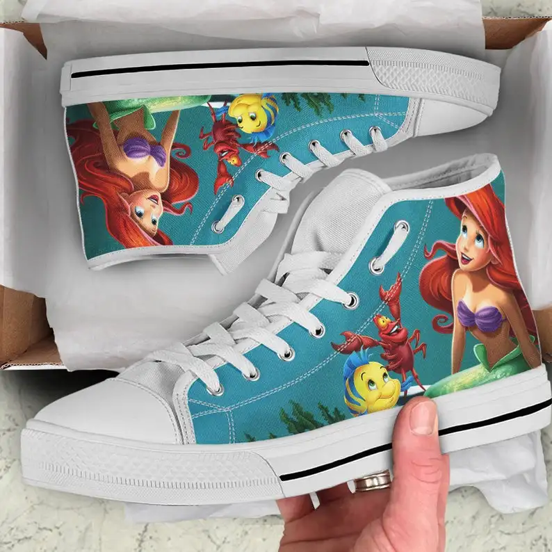 

The little mermaid High Top, The little mermaid high tops, Mens Womens Designer Leisure Sneakers Men Casual Canvas Shoes