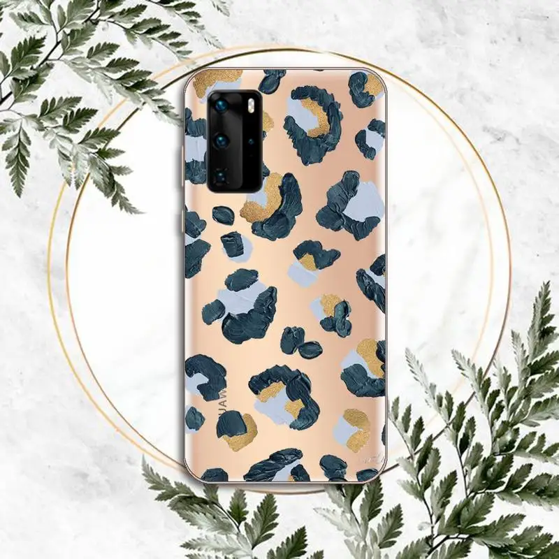 

Leopard Print Phone Case Clear Transparent for huawei honor P 40 30 20 lite Pro 10 i 8 9 x p smart 2019