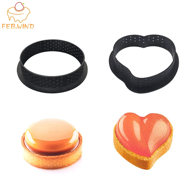2 шт. термостойкий перфорированные пирог кольцо Круглый/Овальный/Сердце комплект