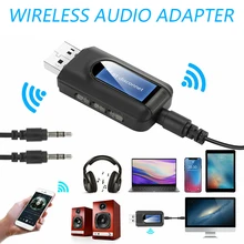 Audio Receiver Transmitter Bluetooth 5.0 with 3.5mm LCD Screen 3.5 AUX Stereo USB Plug Bluetooth Adapter for Car PC TV Headset