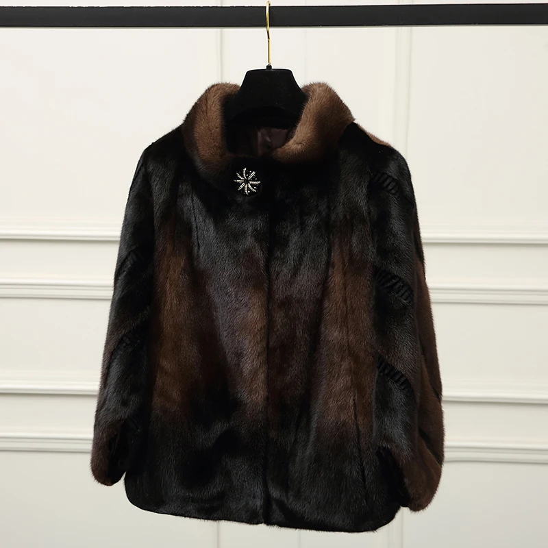 inverno новая полностью из норки шуба curto alero de Диаманте moda generoso de vison casaco de pele das mulheres - Цвет: Кораллово-Красный