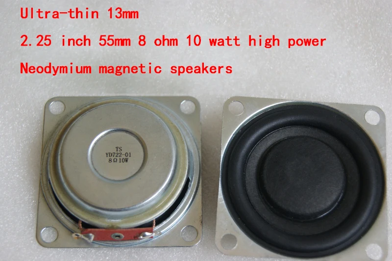 Ультратонкий неодимовый динамик с полным диапазоном 2 шт. 25 дюйма 55 мм 8 Ом 10