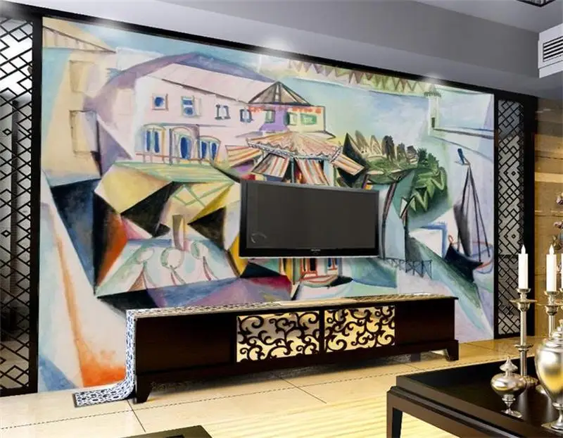 

Пользовательские размеры 3d фото обои Гостиная Фреска Пикассо кафе абстрактная картина маслом диван ТВ фон обои не тканая наклейка