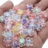 chongai 50pcs acrylic spaced beads transparent flower shape beads for jewelry making diy necklace earrings accessories 13mm