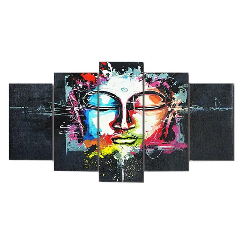 

HD Prints 5 Panels Canvas Art Painting Abstract Colorful Buddha Home Decoration Wall Art Living Room Decoration Bedside Murals