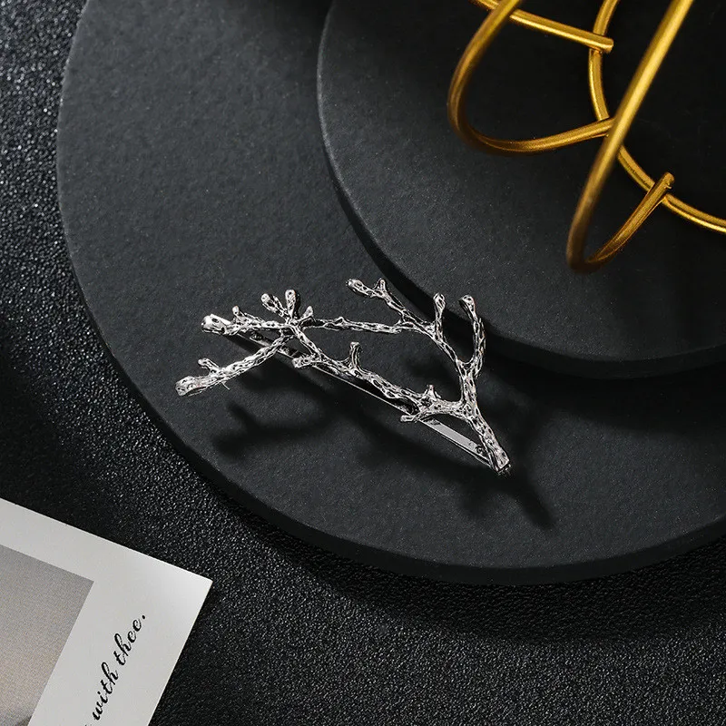 Модная интересная шпилька для волос с оленьими рогами металлический парик