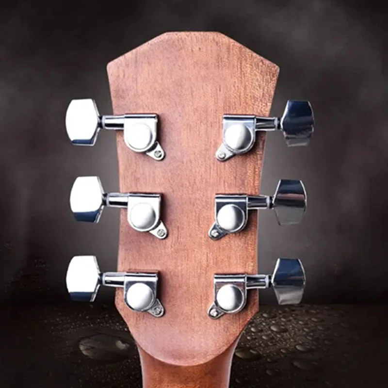 1 Set Hot Selling Guitar String Button 6Pcs Acoustic Guitar Tuning Pegs Tuners Machine Heads Chrome Electric Part 3R3L