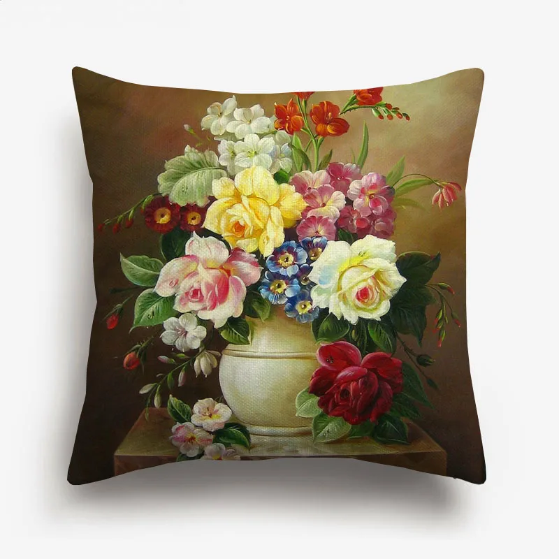 Европейский цветочный художественный чехол для подушки в цветочек картина