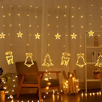 christmas decor elk bell string light led for home hanging curtain garland christmas tree ornament navidad xmas gift new year