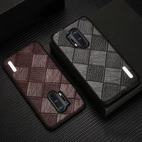 genuine cowhide leather phone case for oneplus 8 9 10 pro 10r ace 9rt 9r 8t 7 rhombus cover for one plus nord 2 n10 n200 ce n100