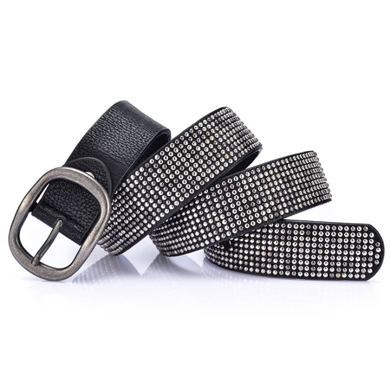 

2021 Luxury Belts for Women High Quality Fashion Cool Hip Hop Style Rivet Decoration Leather Belts Jeans Waist Belts