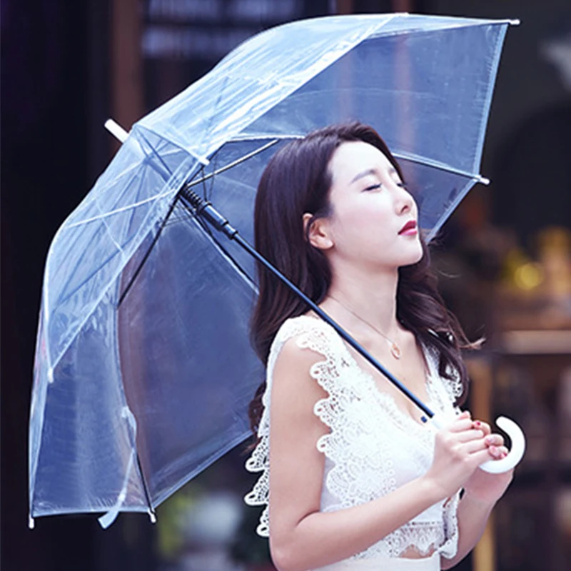 Прозрачный зонт с длинной ручкой пластиковый прозрачный POE в виде клетки