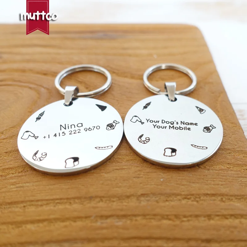 30 мм само-дизайн еда собака бирки id метки для домашних животных бирка подвеска