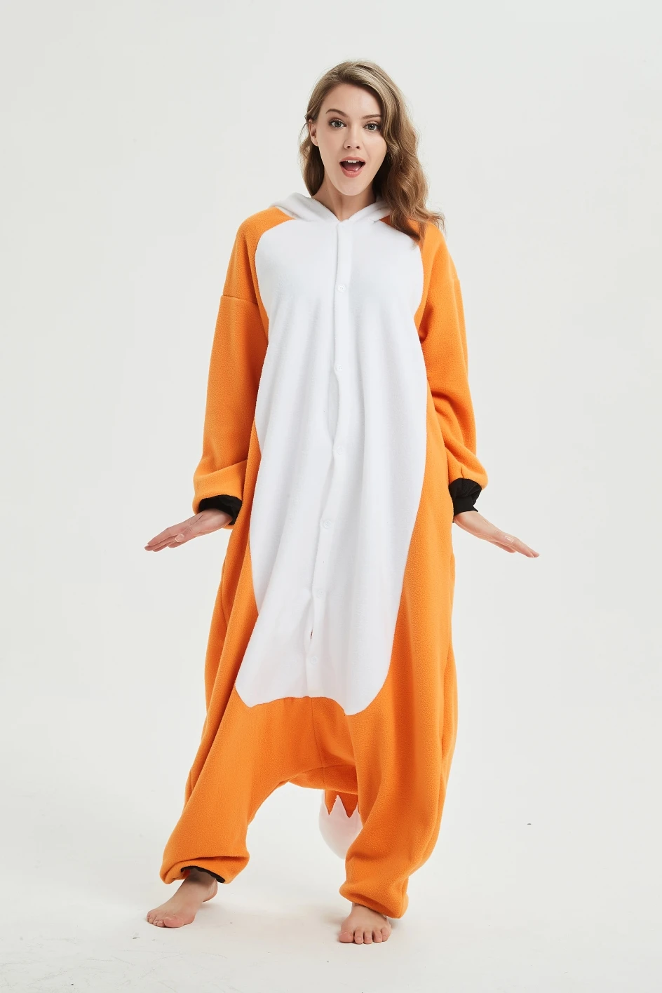 Комбинезон женский/Мужской флисовый с капюшоном милый Пижамный костюм