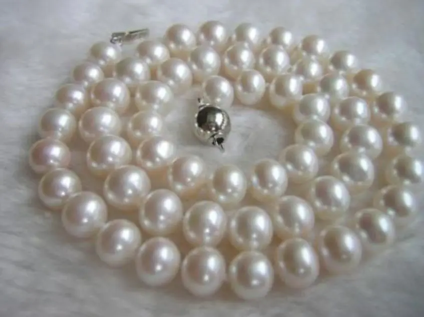 

9-10mm 18"AAAA Akoya White Pearl Strand Necklace Handmade